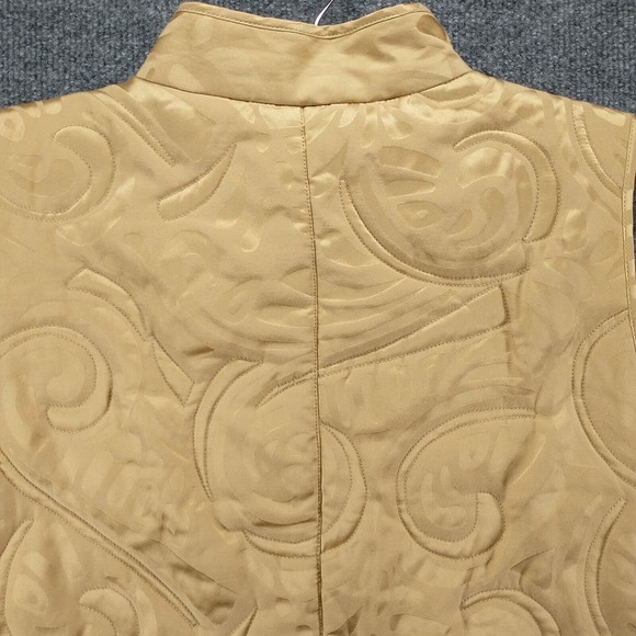 Tommy Bahama Women's Button-Up Silk Vest Tan Large 12-14 Flap Pockets Lined - Picture 9 of 14